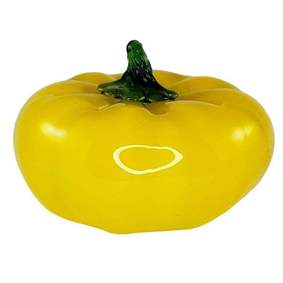 Art Glass Yellow Pumpkin Squash Vegetable Fall Autumn Decor - Picture 3 of 5